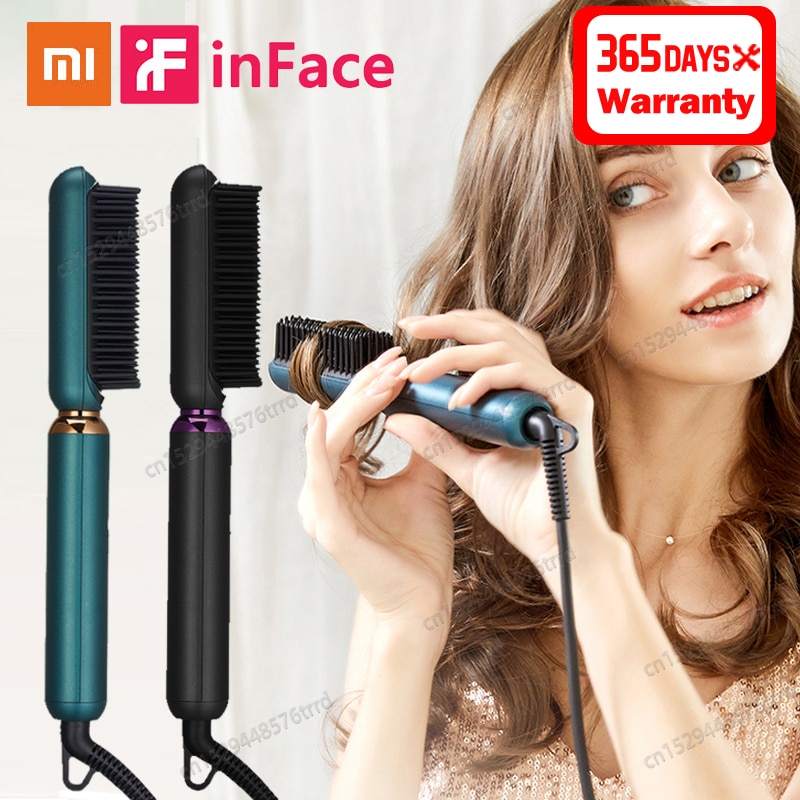 Xiaomi-peine de pelo liso InFace, rizador de pelo con iones negativos, protege el cabello, cerámica, calor, temperatura constante estable