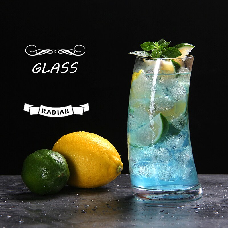 Home Juice Cold Drink Curved Inclined Cup Smoothie Milkshake Cup Cocktail Glass Crystal Glass Wine Cup Mixed