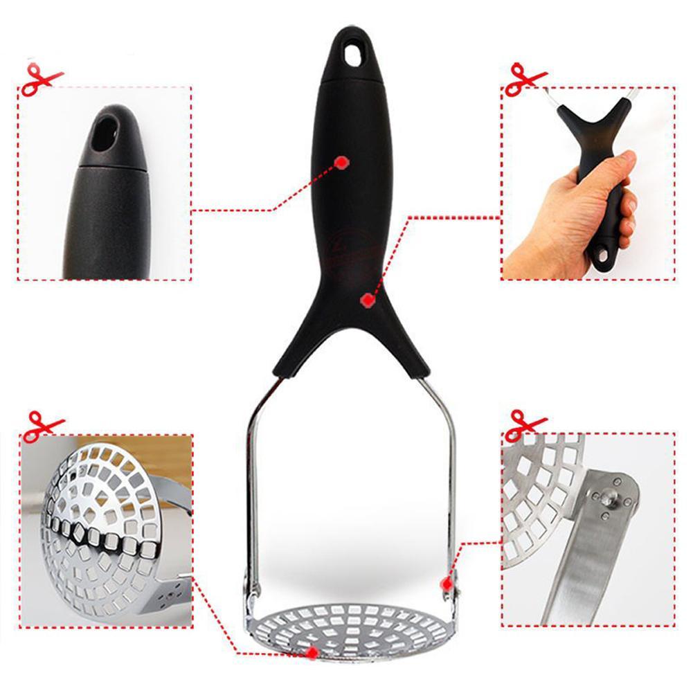 Steel Potato Masher With Broad Mashing Plate For Smooth Mashed Potatoes Fruit Vegetable Pressed Maker Puree Squeezer