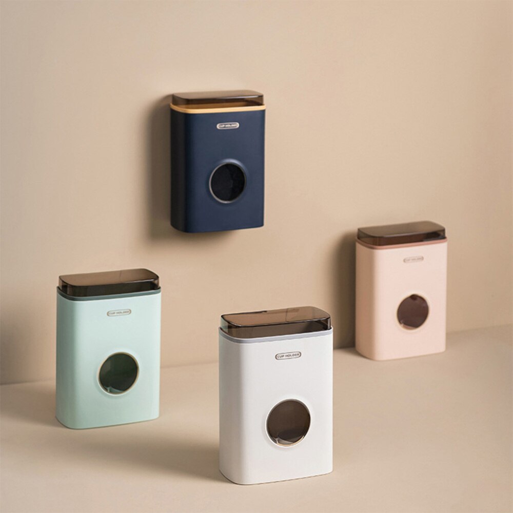 Praktyczny stojak na kubek papierowy dozownik na kubeczki jednorazowe automatyczny uchwyt na kubek na wodę robić domowego biura restauracja (ciemnoniebieski)