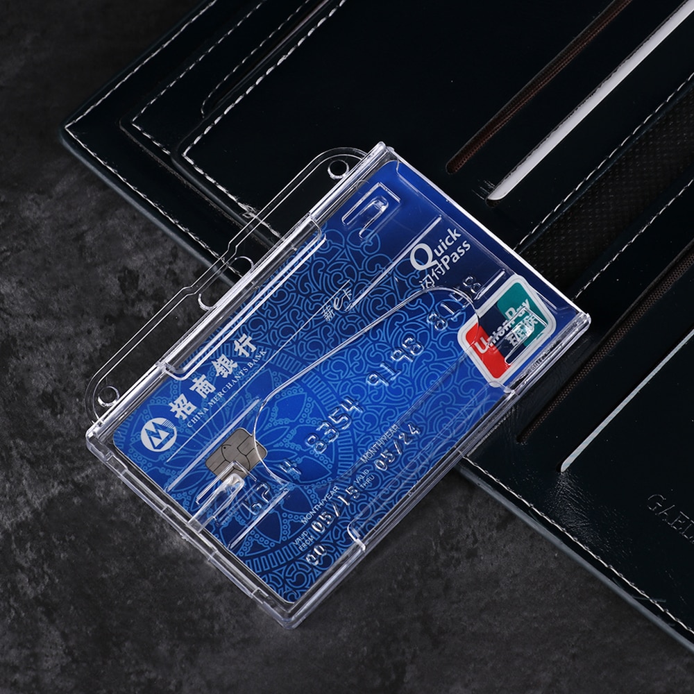 Double Sided Multi-use Hard Plastic Badge Work ID Card Holder Protector Cover Case ID Card Holder Name Card Office School