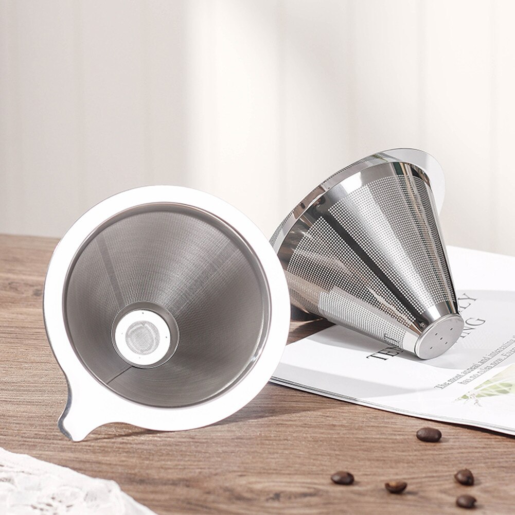 304 Stainless Steel Coffee Filter Reusable Pour Over Cone Dripper Holder Mesh Coffee Baskets Filters