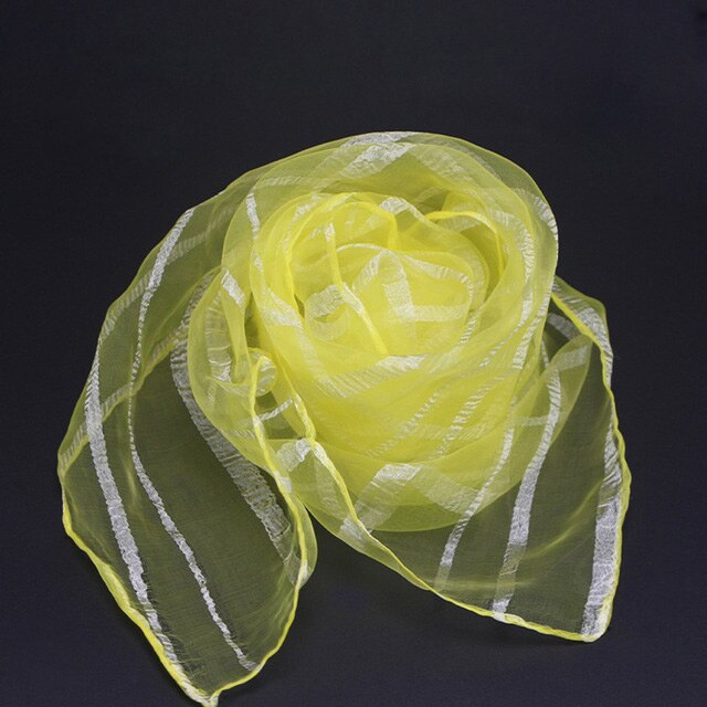60*60 cm femmes rayé foulard bonbons couleur unie écharpes 20 pcs/paquet en mousseline de soie Nylon enfants Performance variété spectacle danse écharpes: Jaune vif