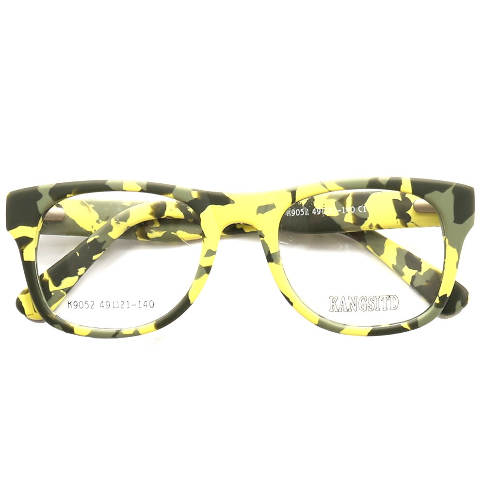 Men Square Glasses Frames Women Camo Optical Eyeglass Frame Camouflage Round Prescription Pink Eyewear Spectacles: Yellow c1