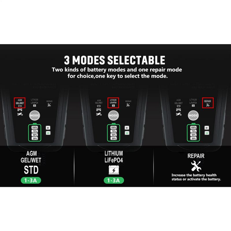 Manutentore batteria per auto Caricabatteria per auto e moto Caricabatterie 3A Caricatore di mantenimento Caricatore automobilistico Controllo pulsante per le aziende