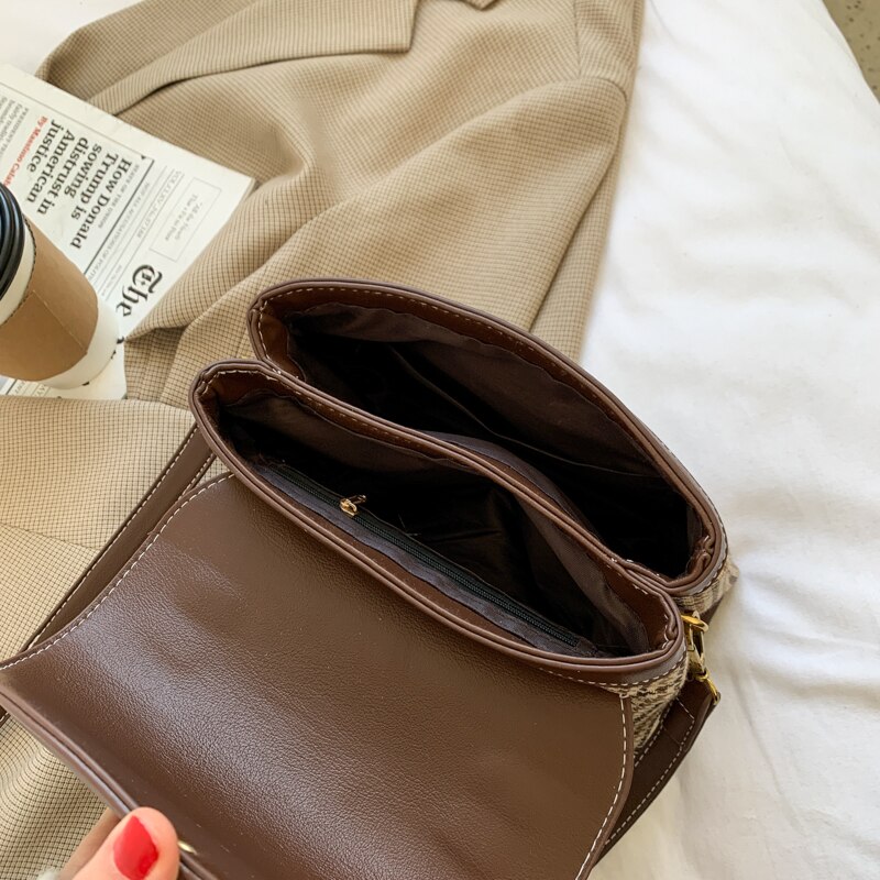 Handtassen voor vrouwen, pied-de-poule dames crossbody tas, handtassen, vintage pu leren schoudertassen met haakjes