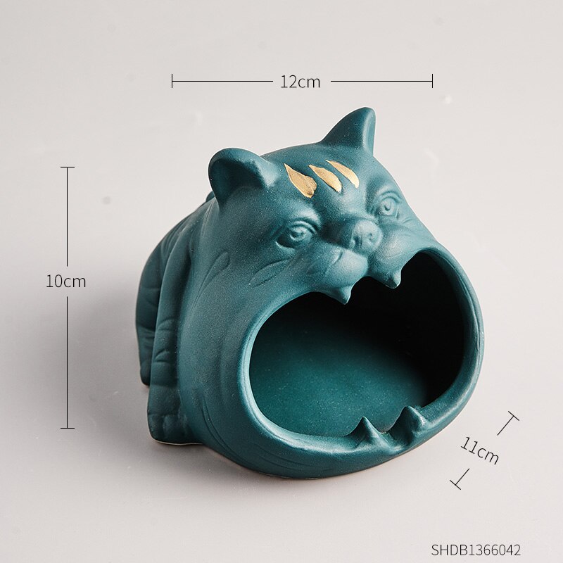 Keramische asbak diermodel knutselen moderne woonaccessoires draagbare asbak voor vriendje grappige asbak: Tijger-c