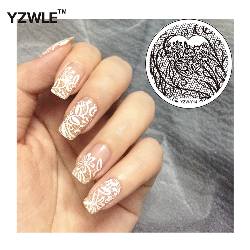 YZWLE 1 feuille ronde noël Nail Art Image timbre estampage plaques manucure modèle bricolage polonais pochoir