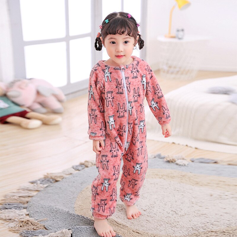 Pyjama une pièce en flanelle pour enfants, barboteuse chaude, corail, pour la maison, nouvelle , automne et hiver