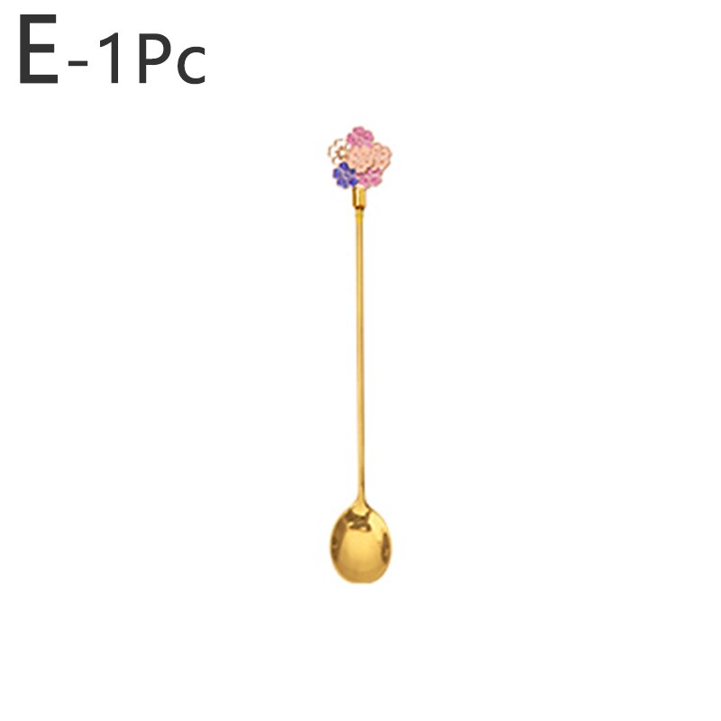 1Pc Rvs Kersenbloesem Lepel Vork Taart Koffie Dessert Thee Ijs Roeren Lepels Leuke Daisy Keuken Theelepel: E