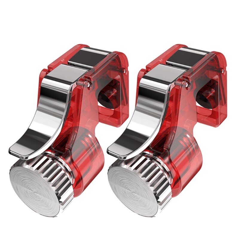 2 Stuks Metalen Smart Telefoon Mobiele Gaming Trigger Joystick Blauw/Rood/Transparant Mobiele Game Controllers Voor Mobiele Telefoon: Red
