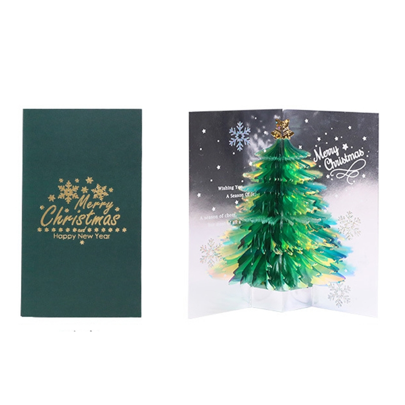 3D Pop-up Christmas Card Tree Handmade Card With Christmas And Year Envelope Festive Party Supplies: GN