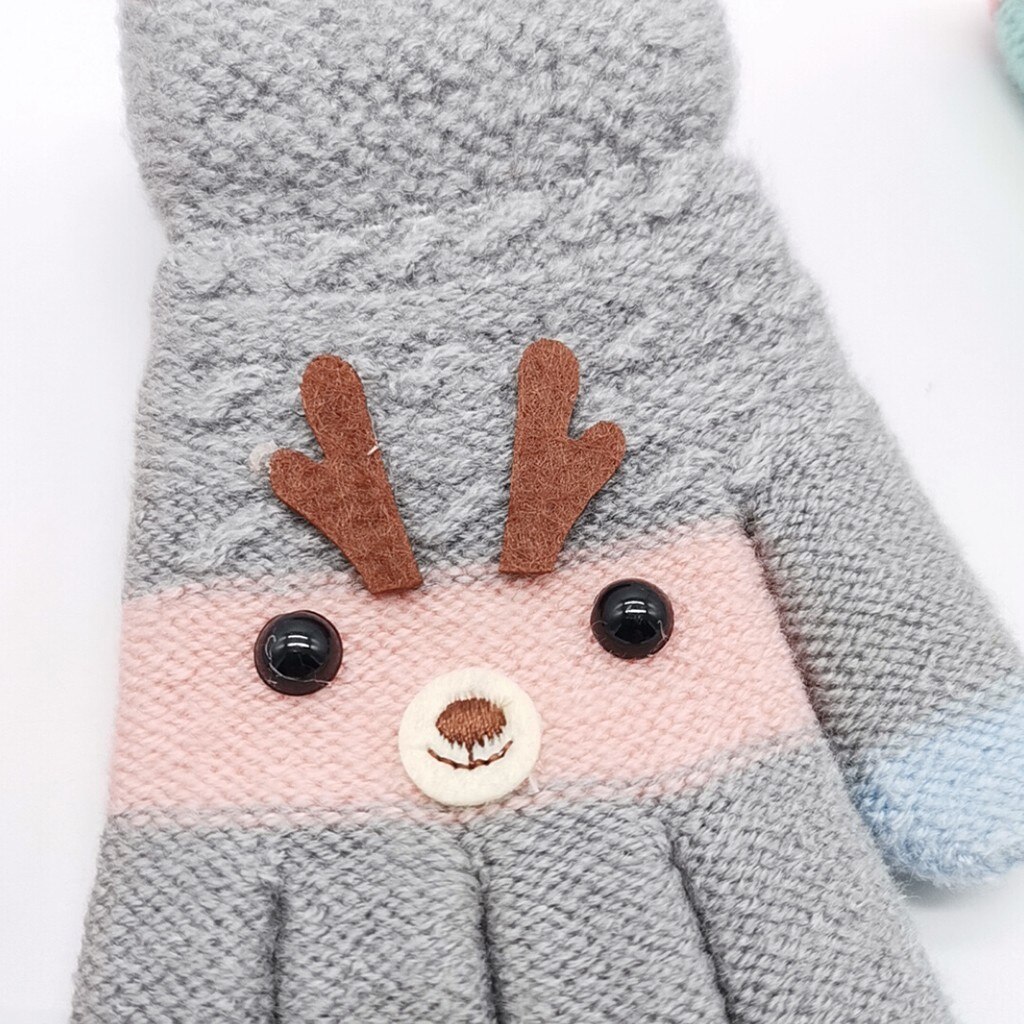 Kerst Winter Warme Handschoenen Kinderen Kids Cartoon Herten Patchwork Kleur Warm Gebreide Handschoenen Kids Unisex Handschoenen Wanten Accesso