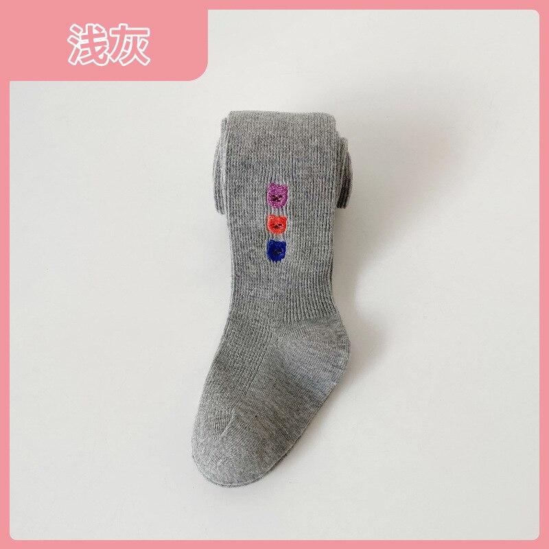 Medias de flores para niños y niñas de 2 a 8 años, pantis con dibujos de animales, con estilo, para primavera: Gris / L(height105-115cm)