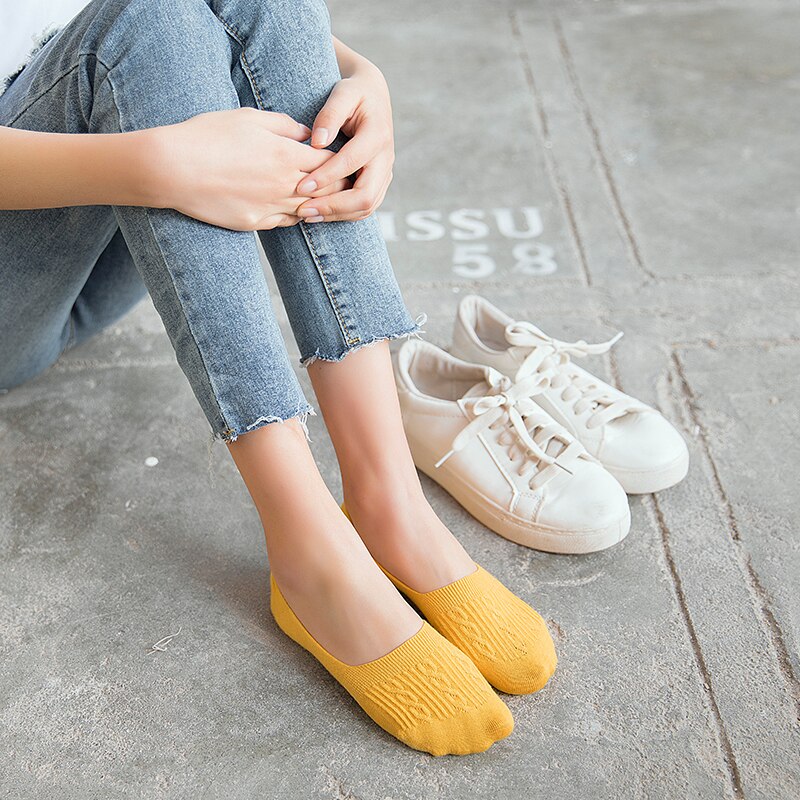 Kobiety silikonowe antypoślizgowe niewidzialne skarpetki letnie jednokolorowe skarpetki robić kostek klapki damskie bawełniane kapcie nie pokazać skarpetka