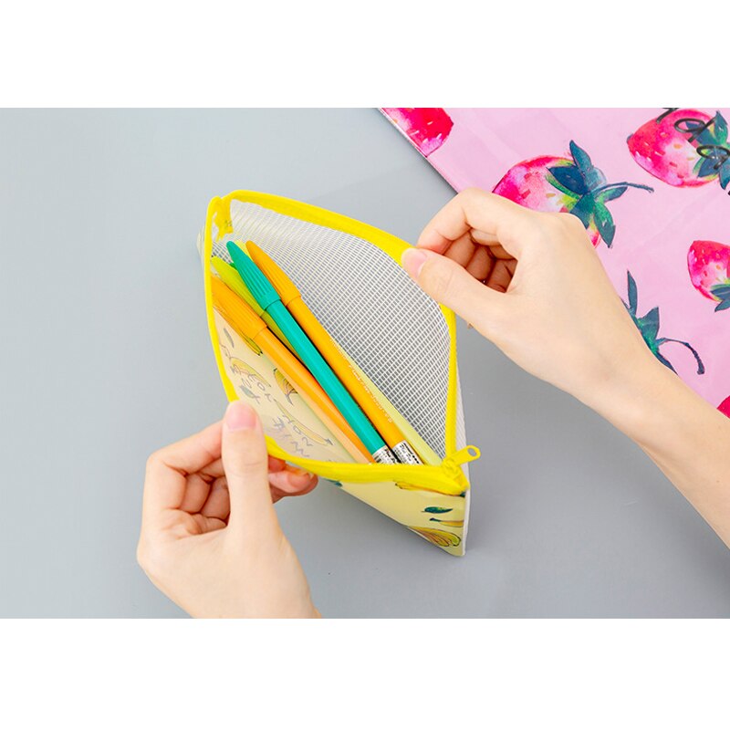 1pcs/lot Fruit Zipper pvc Pencil Case Pencil Bag Box school student Stationery
