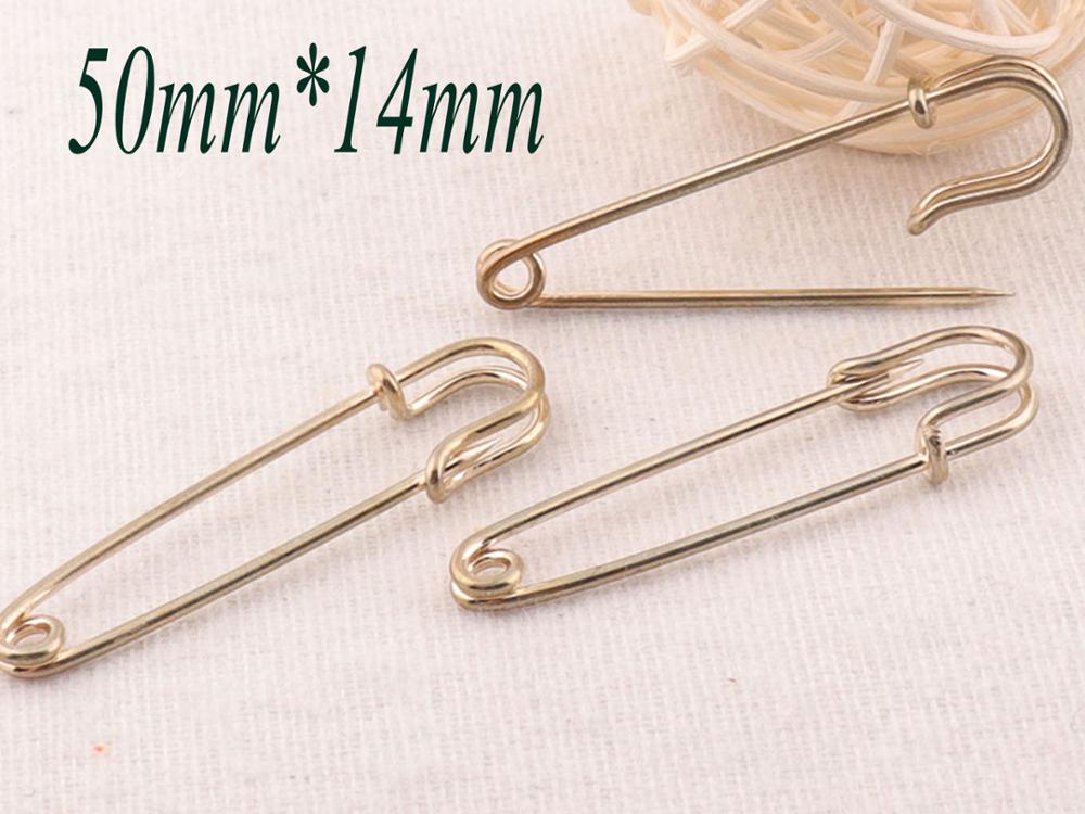 30 PCS Metal Pale Gold Safety Pin,jewelry finding charm pins,Brooch Stitch Markers Brooch Bar Safety Pins Fasteners-2"(50mm)