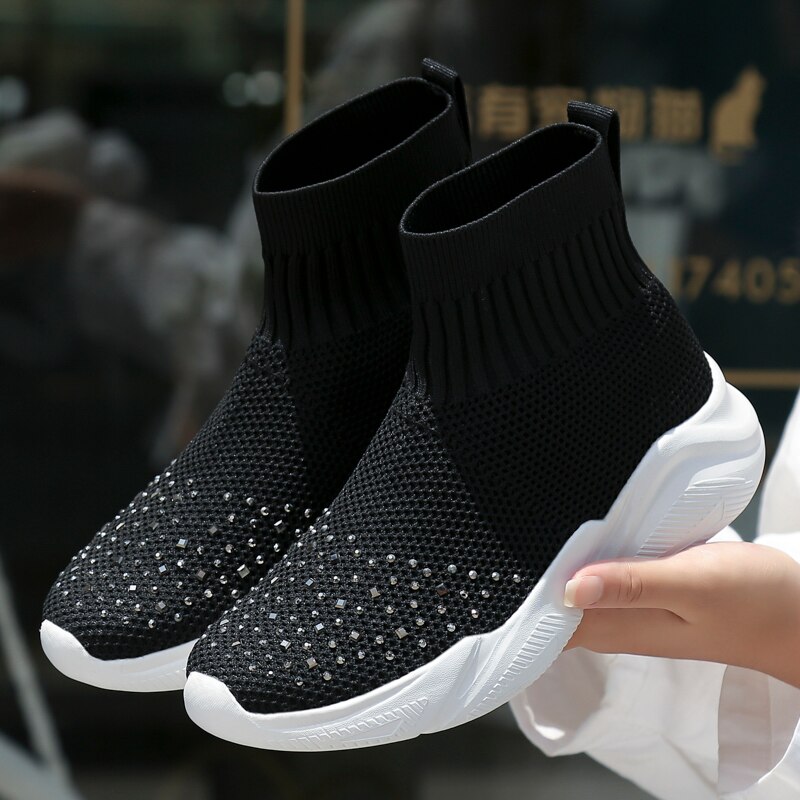 Vrouw Platform Schoenen Mode Sneakers Zachte Hak Vrouw Casual Schoenen High-Top Gebreide Vrouw Leisure Enkelsok Stof Mesh flats