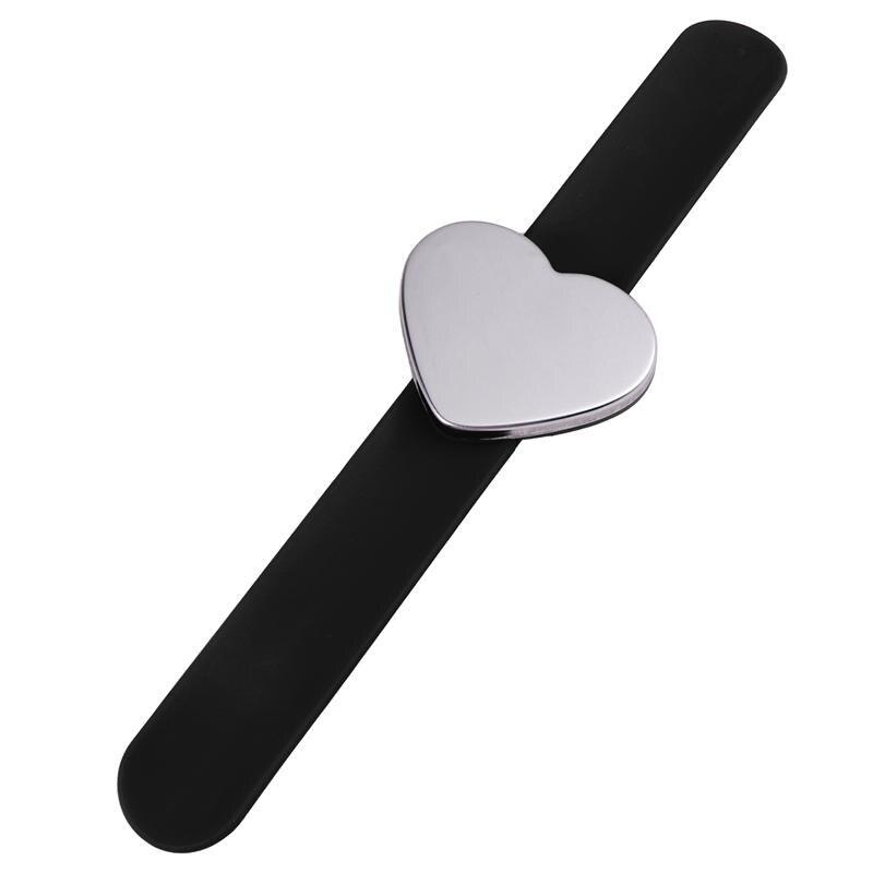 1pc Durable Magnetic Slap Bracelet Heart Shape Silicone Hand Band Wrist Strap Hand Decor for Kids: Black