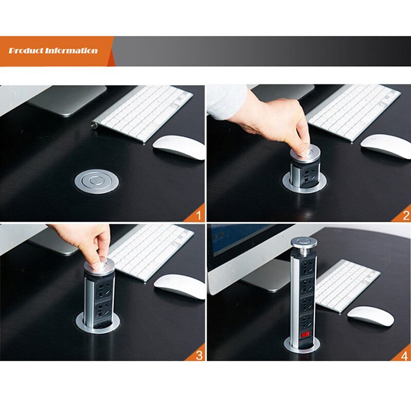 PULL UP 3 Power Outlet 2 USB Port Charging Desktop Kitchen Table Retractable Sockets Suspended Ceiling Countertop plug PLD