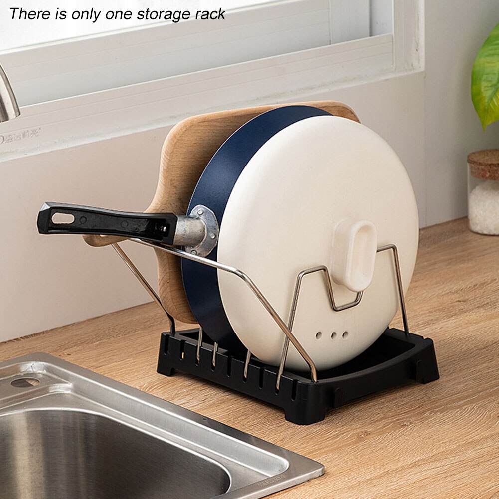 Stainless Steel Adjustable Home Kitchen Pot Lid Organizer Storage Rack Free Standing Cabinet Pantry Multifunction Countertop