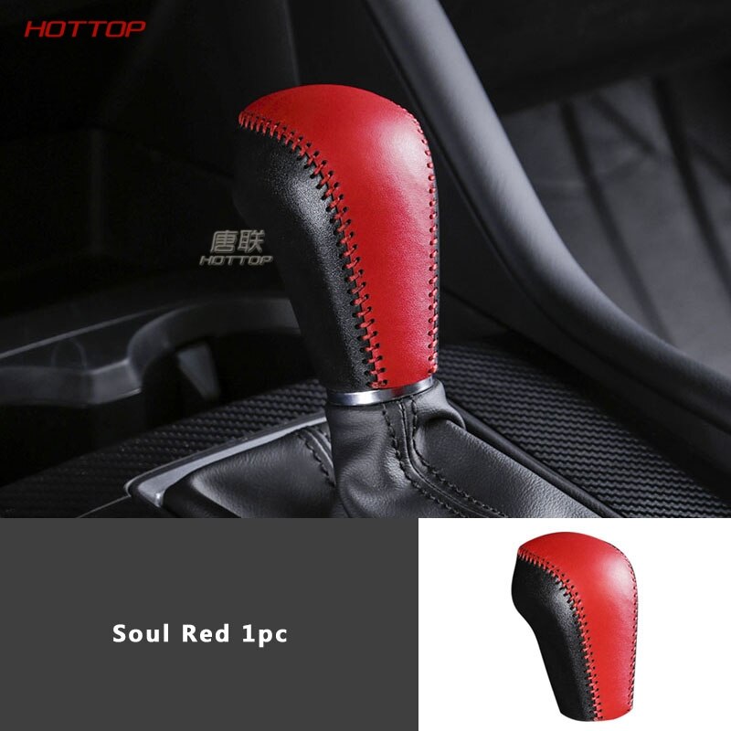 Lederen Pookknop Handvat Cover Voor Mazda 3 Axela: red 1pc