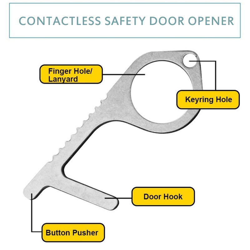 Brass Door Opener Handle No Touch Open Door Assistant Anti-Contact Elevator Press Tool Door Handle Safety Contactless Clean Key