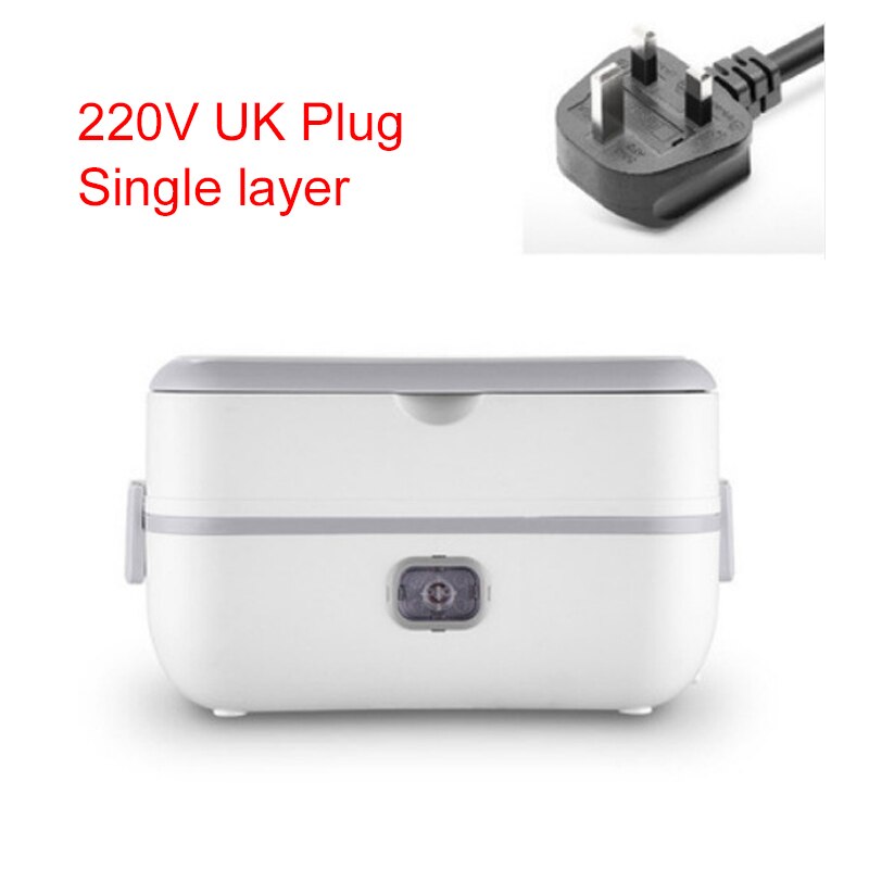 110V/220V Portable Electric Thermal Heating Lunch Box Rice Cooker 2/4 Liner Cooking Pot Stainless Steel Meal Warmer Food Steamer: 2 Liner UK plug