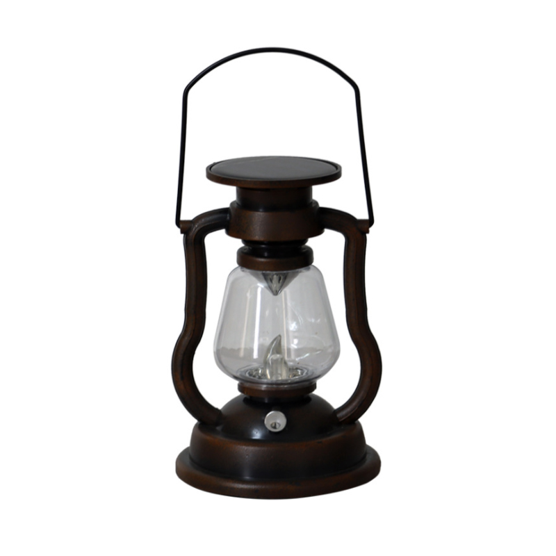 retro Solar- Kerosin Lampe Laterne Laterne Tragbare Lampe Hause Ich bin Freien Hof Garten Dekoration LED Flamme Kerze Lampe cmaping: rostig / Solar- angetrieben