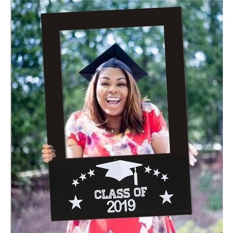 Class of Graduation Photo Props DIY Paper Picture Frame Cutouts Photo Booth Props for Graduation Event Party Decoration