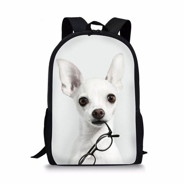 Instantarts barn skolväskor för flickor pojkar söta 3d valpar chihuahua mönster barn skolväskor casual lap top reseryggsäckar: H8067c