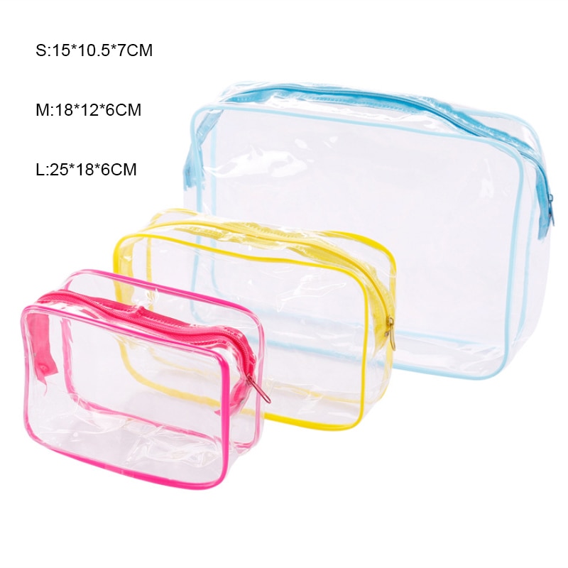 Sac à cosmétiques Transparent en PVC pour femmes, sac de maquillage Transparent à fermeture éclair, étui de beauté, organisateur de maquillage de voyage, rangement de bain, trousse de toilette