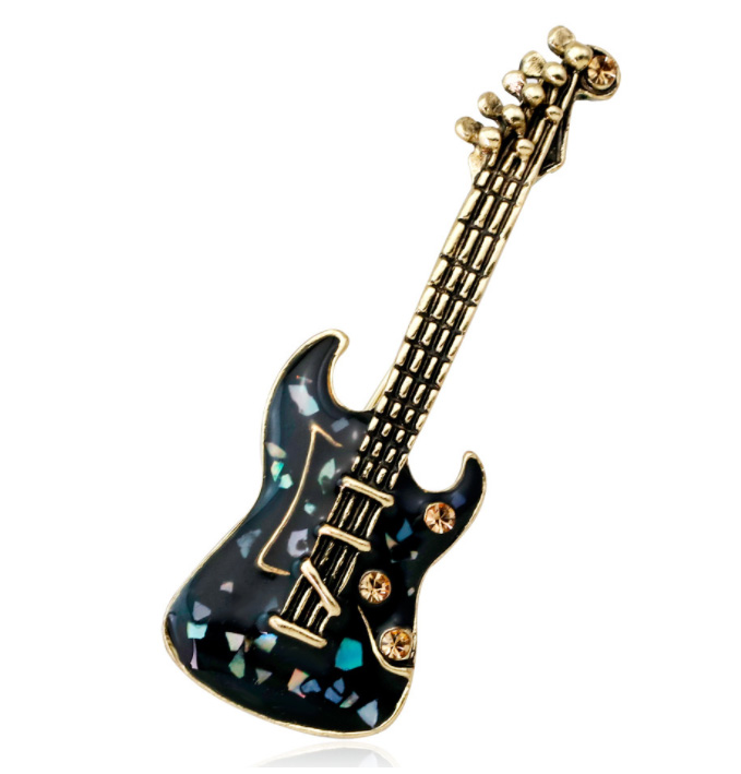 Mode Muziekinstrumenten Gitaar Viool Cello Piano voor Vrouwen Meisje Kinderen Kraag Broche Cap Rugzak Pak Pin: Blue White Zinc Plated