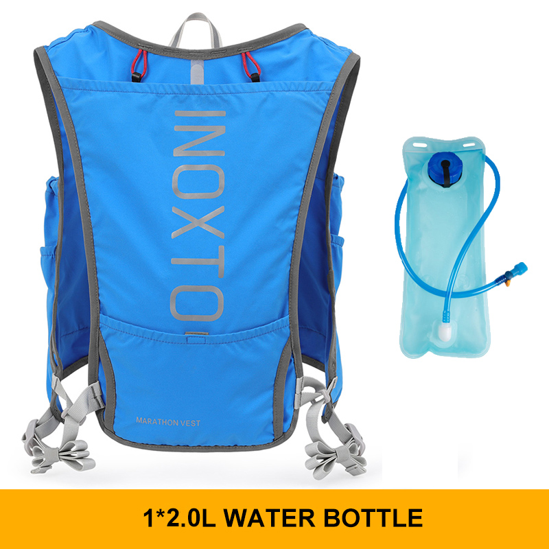 Inoxto Schnell trocknender Laufrucksack für Herren, 5 l, ultraleicht, feuchtigkeitsspendende Weste, Mountainbike-Fahrradtasche, atmungsaktiv, 2 l Wasserbeutel, Flasche: Rosa Farbe