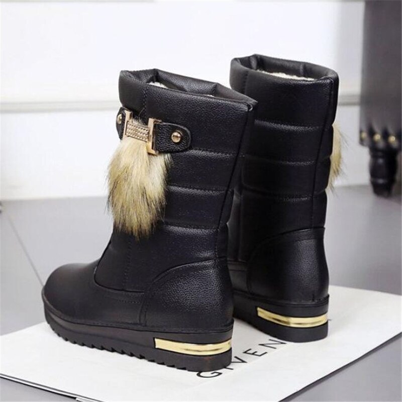 Agutzm dames sneeuwlaarzen dames hoge hakken winterlaarzen dames laarzen witte warme bont plateau schoenen vrouw  a371