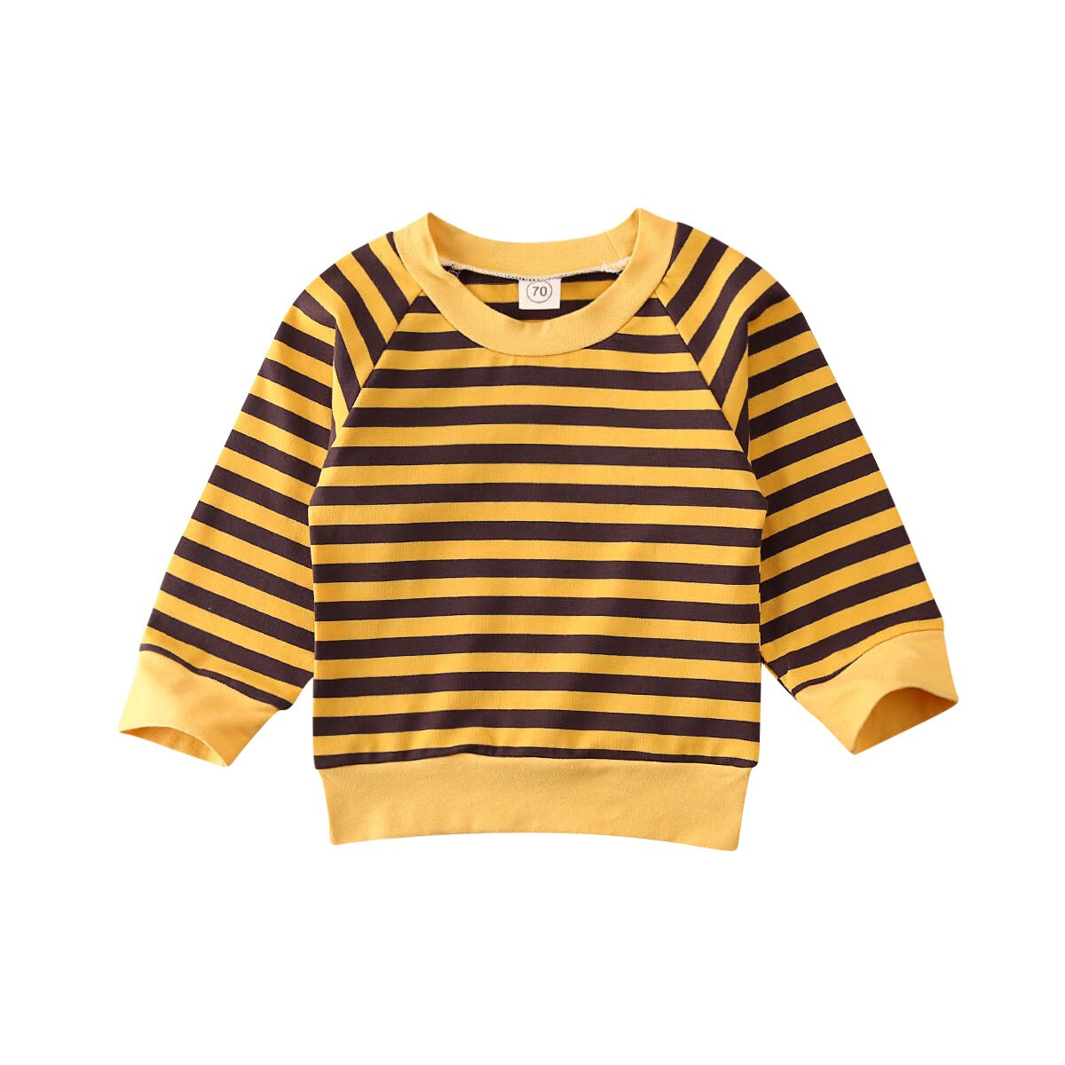 enfant en bas âge bébé hauts pour filles garçons vêtements à manches longues haut rayé T-shirt tenue enfant automne hiver bébé chemise 6M-4Y: Jaune / 2T