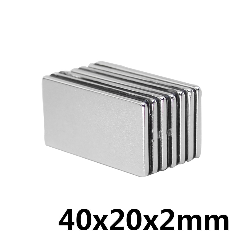 5 stks Super Sterke Kleine 40*20*2mm Neodymium Magneten Zeldzame Aarde Krachtige Magneet 40x20 x 2mm N35