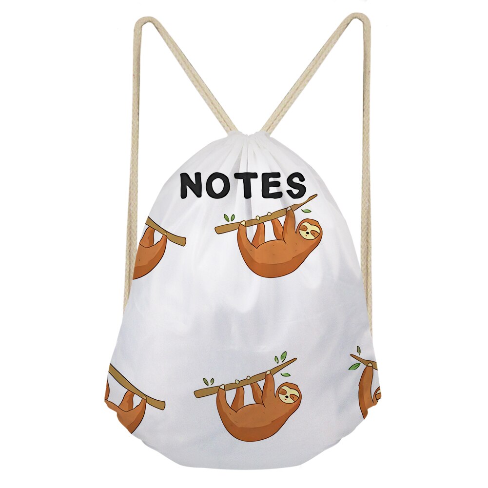 Haoyun schattige boom luiaard geschilderde trekkoord tassen voor vrouwen meisjes linnen trekkoord rugzak rugzak reis opbergzak druppelaar: Cdyh 1065 z 3