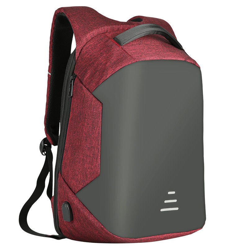 MARKROYAL Anti-theft Men Backpack For 15.6 Inch Laptop External USB School Rucksack Bag Large Capacity Urban Waterproof Mochila: Red
