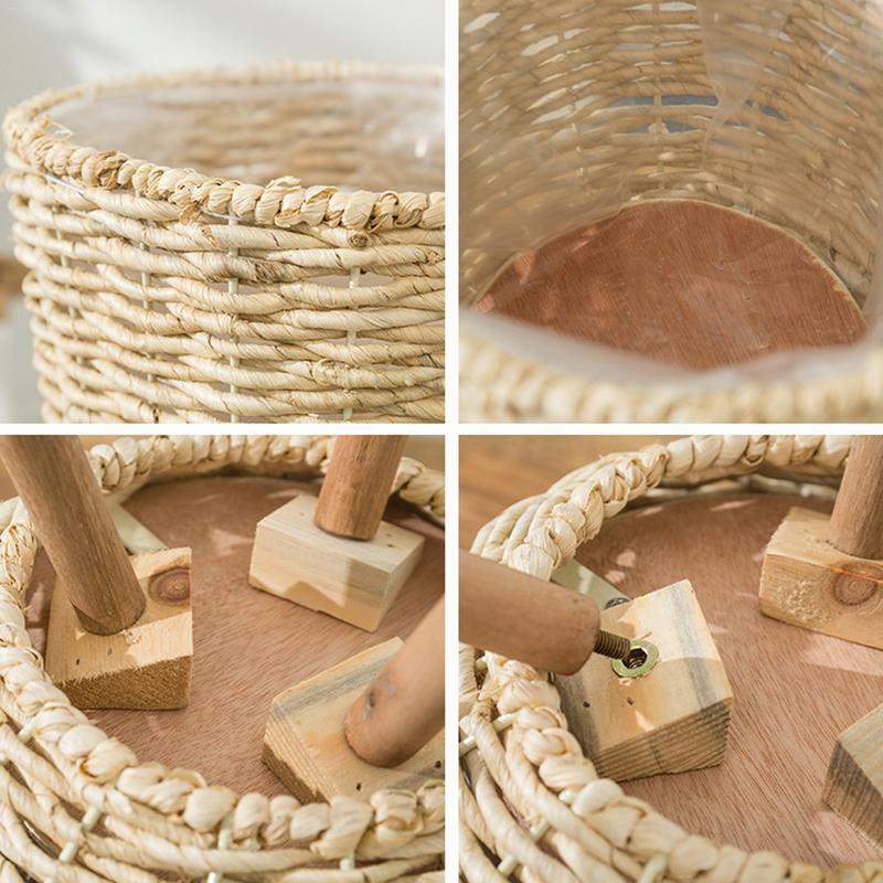 Handmade Bamboo Storage Baskets Laundry Straw Patchwork Wicker Rattan Seagrass Belly Garden Flower Pot Planter Basket