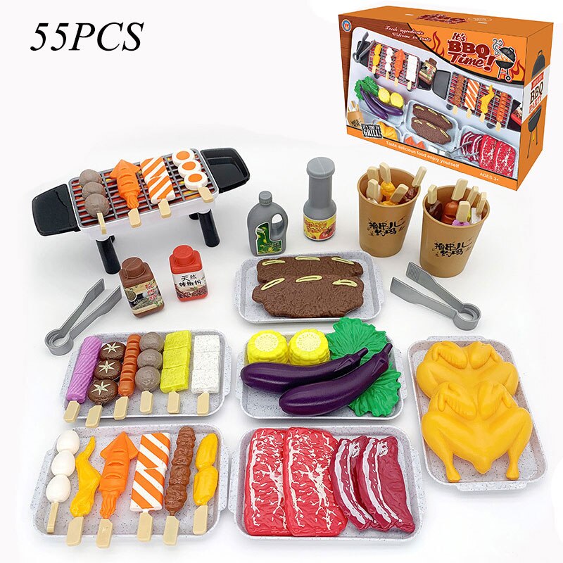 Kinderen Keuken Simulatie Voedsel Speelgoed Pretend Bbq Set Speelhuis Koken Games Barbecue Grill Vlees Spiesjes Pretend Keuken Speelgoed: C