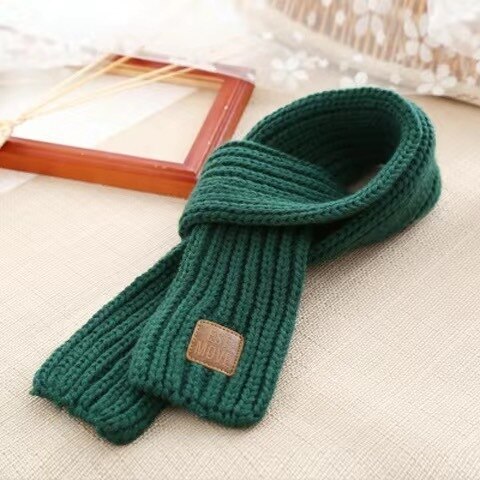 Bufanda de invierno para niños, abrigo de cuello para niño y niña, envoltura de cuello de bebé de lana cálida, cuello de punto para bebé de otoño: green