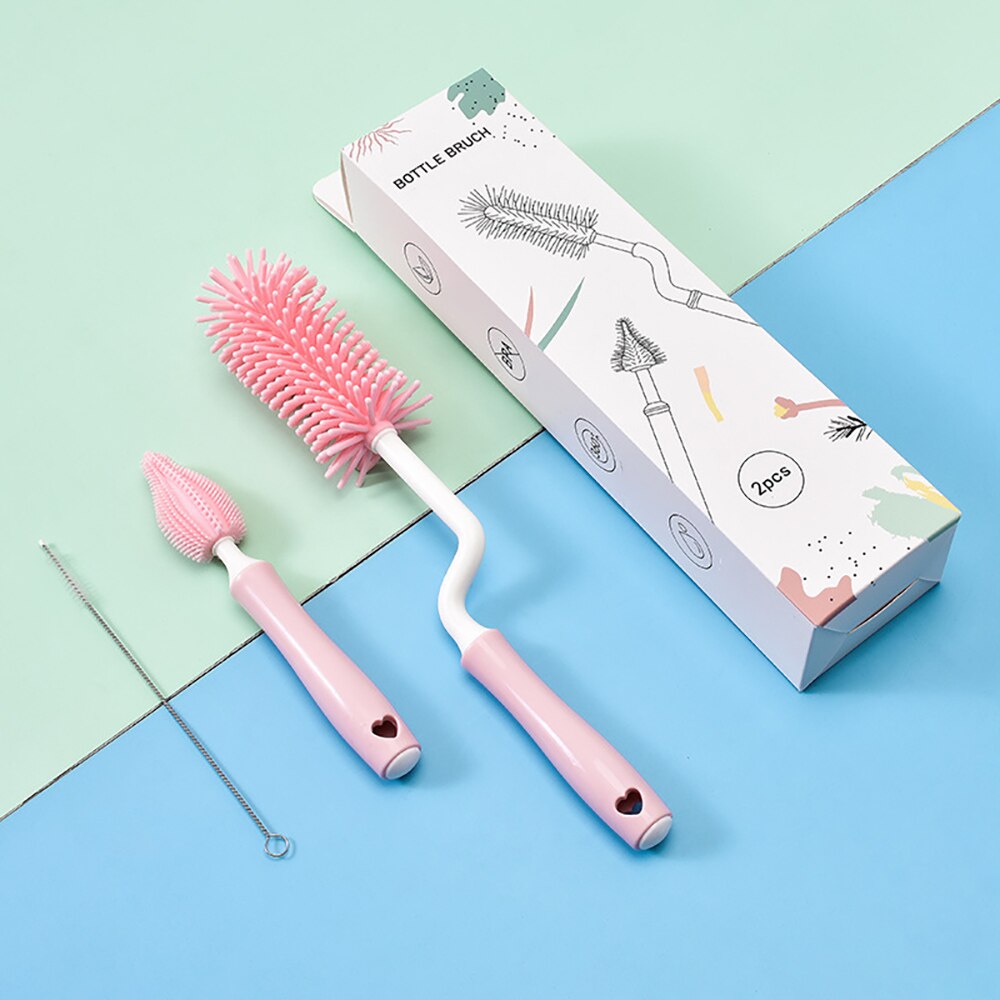 Silicone Cup Brush Kitchen Cleaning Tools Long Handle Drink Wineglass Bottle Glass Cup Washing Cleaning Sponge Brushes Cleaner