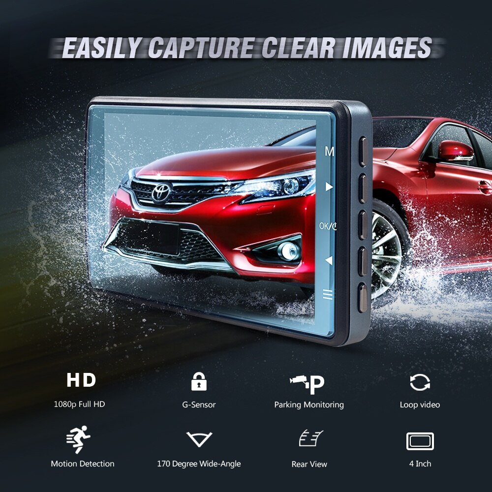 Bil dvr 3.6 tommer videooptager 1080p fuld hd køretøj blackbox dvr brugervejledning bil dashcam / dash kamera med auto bagfra kamera