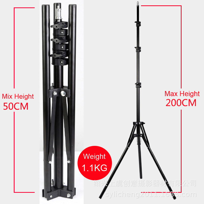 Photo studio led anel luz suporte dobrável 50-200cm com 1/4 cabeça de parafuso tripé portátil para softbox telefone foto lâmpada