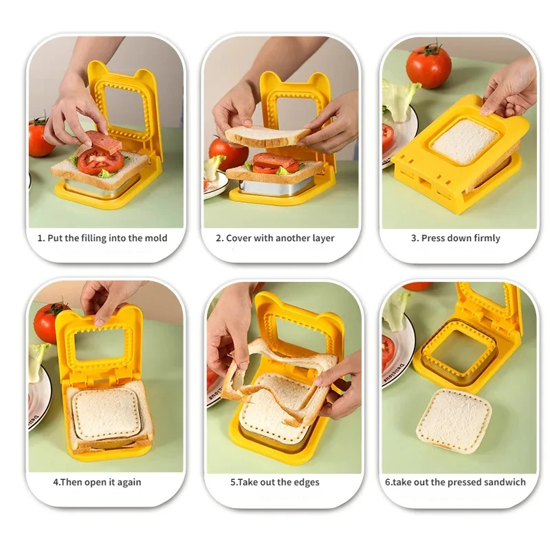 Sandwichera para desayuno, molde para pan, troquel de corte de pan tostado, cortador de galletas, postre de desayuno, herramienta DIY, utensilios de cocina