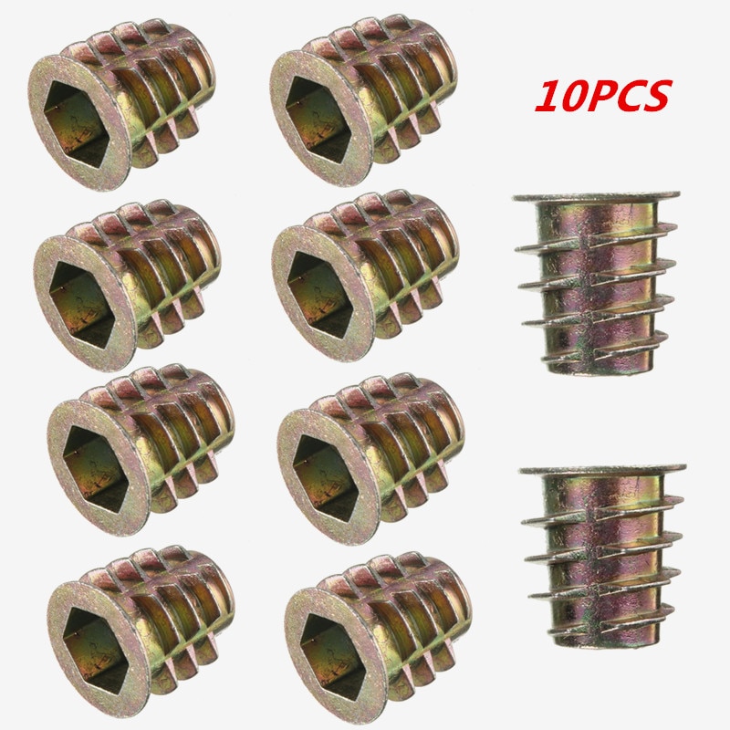 10pcs Zinc Alloy Hex Screw Set Insert Nut Wood Furniture Hex Socket Drive Head Screws Threaded For Wood Furniture
