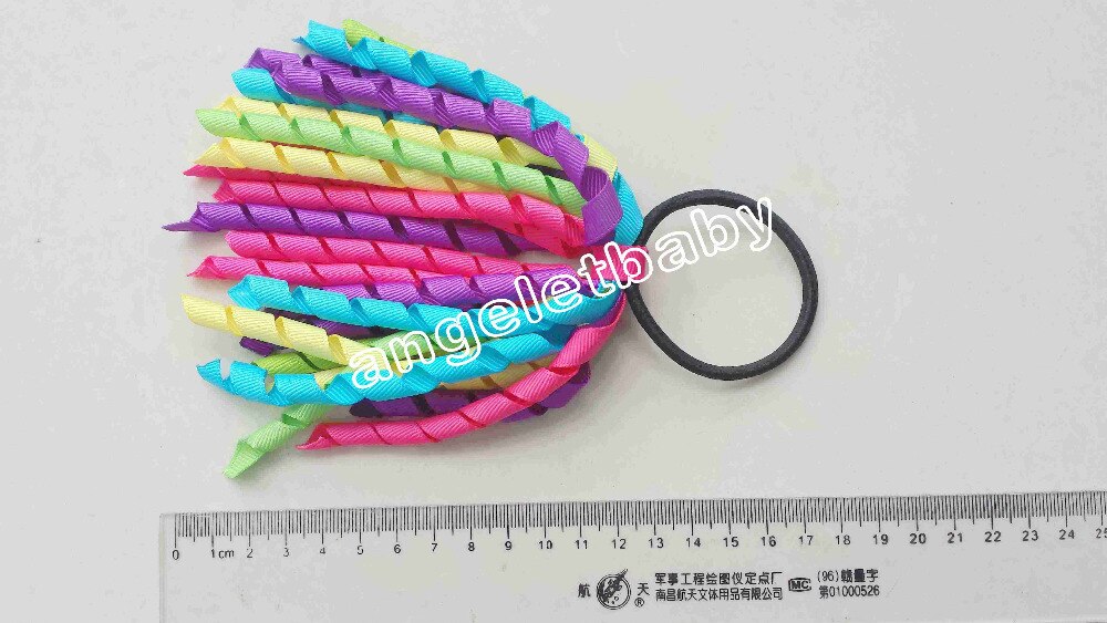 10pcs baby 5inch O A-korker Ponytail various streamers hair bows with elastic corker Curly ribbon hair bobbles Accessories PD002