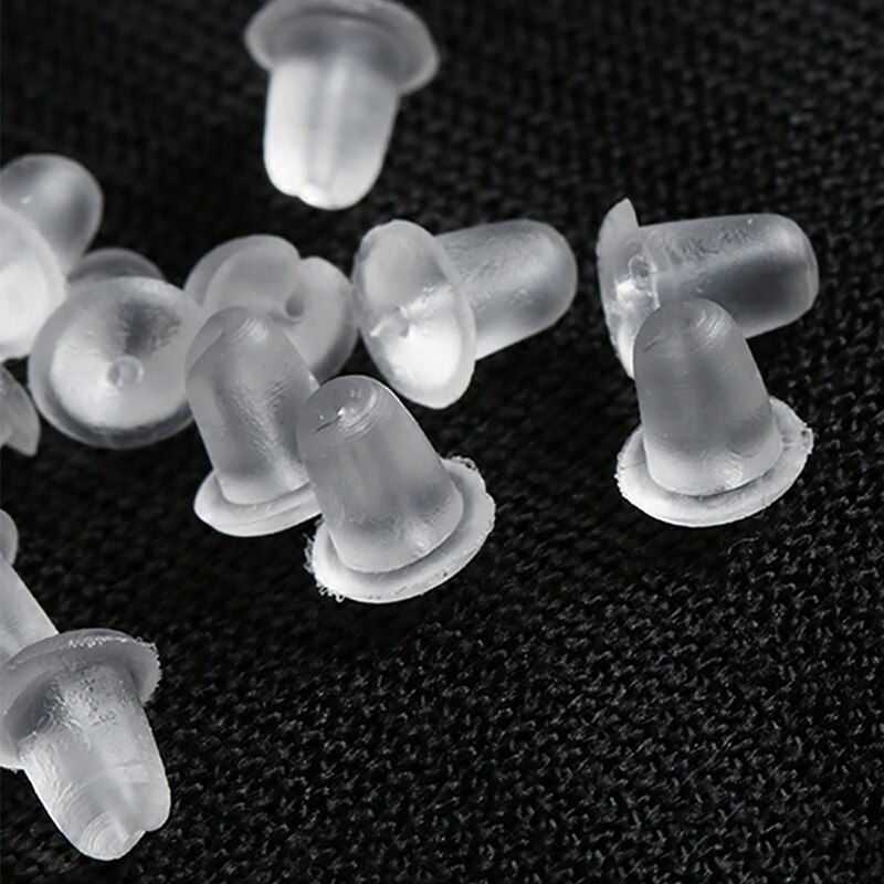 100pcs/pack Clear Soft Silicone Rubber Earring Backs Safety Bullet Stopper Rubber Jewelry Accessories DIY Parts Ear Plugging