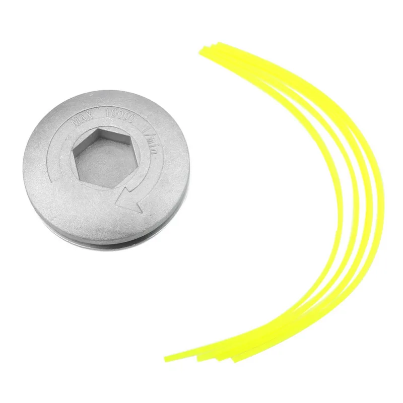 Tête de coupe gazon universelle en aluminium avec 4 lignes tête de débroussailleuse fil tête de ligne de coupe d'herbe en Nylon pour tondeuse à gazon argent